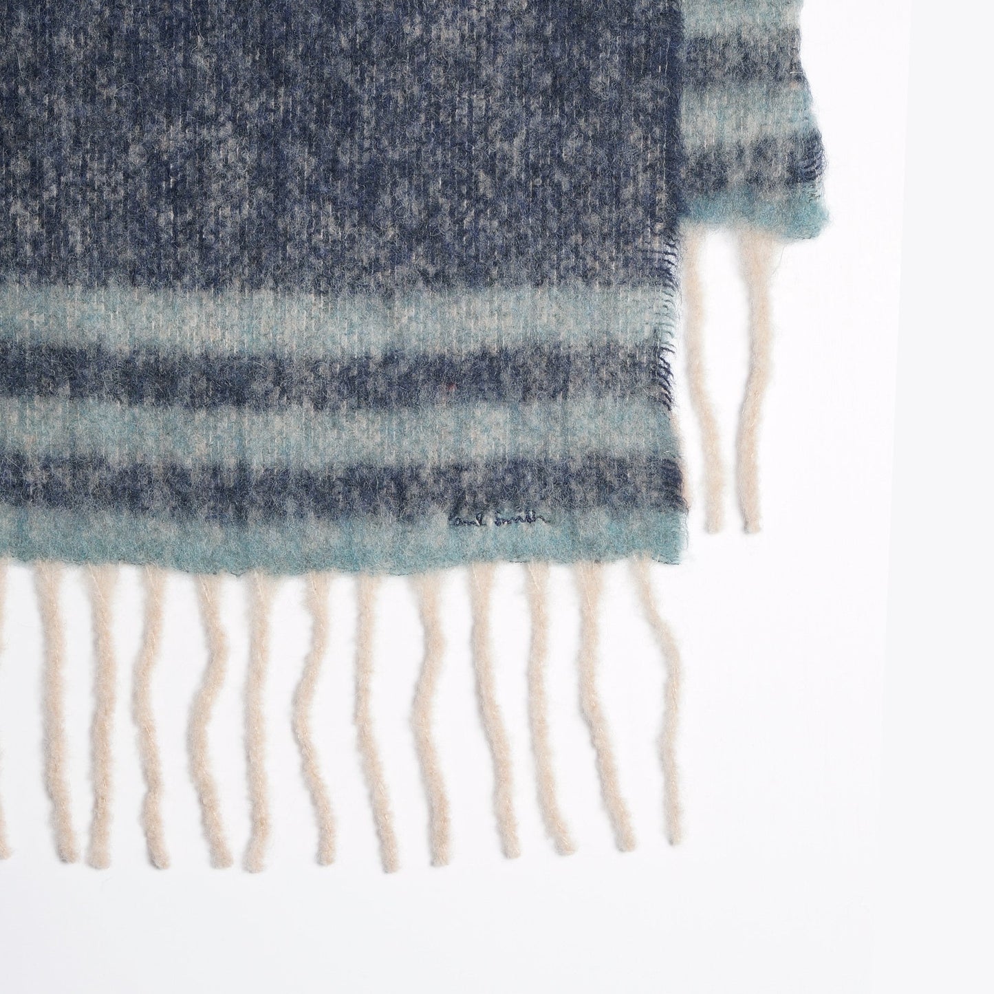 - Alpaca-Blend Stripe Scarf - Navy/Blue