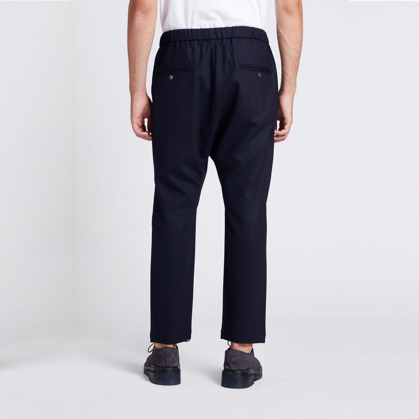 - Elasticated Drawstring Trousers -  Navy