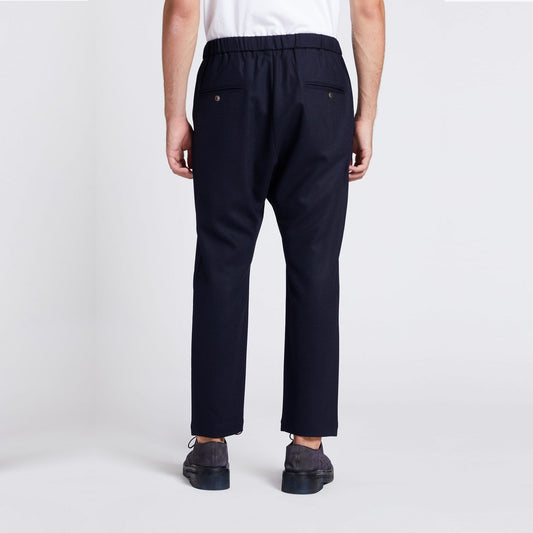 - Elasticated Drawstring Trousers -  Navy