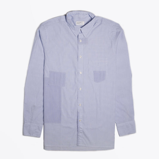 - Check and Stripe Patch Shirt - Navy/White