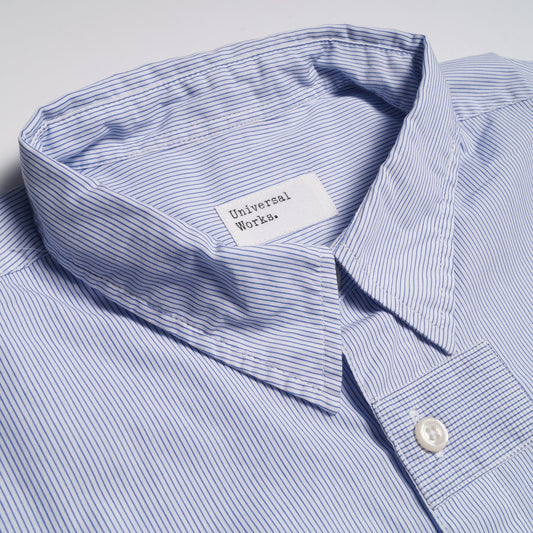 - Check and Stripe Patch Shirt - Navy/White