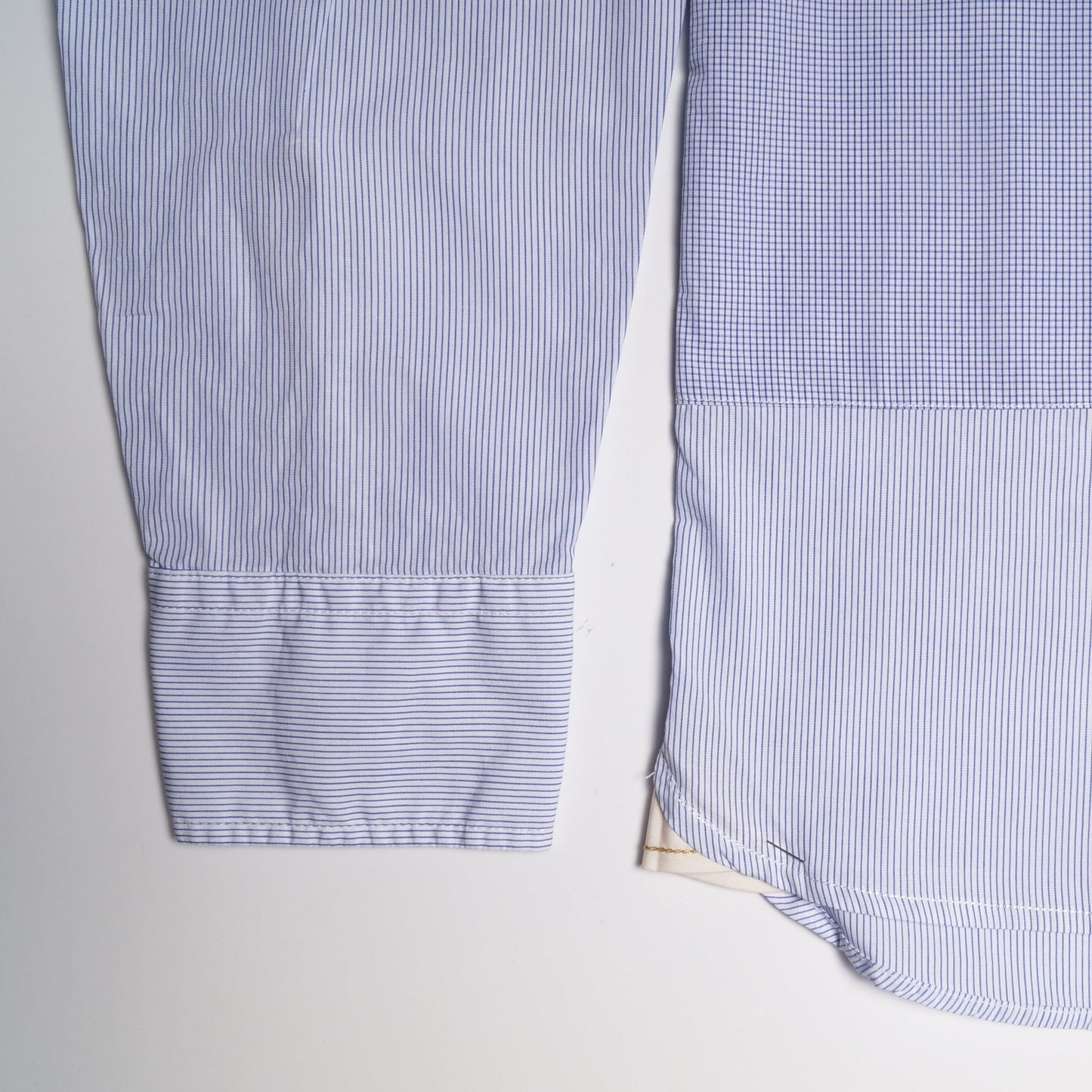 - Check and Stripe Patch Shirt - Navy/White