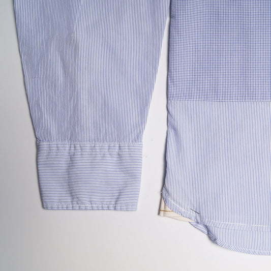 - Check and Stripe Patch Shirt - Navy/White