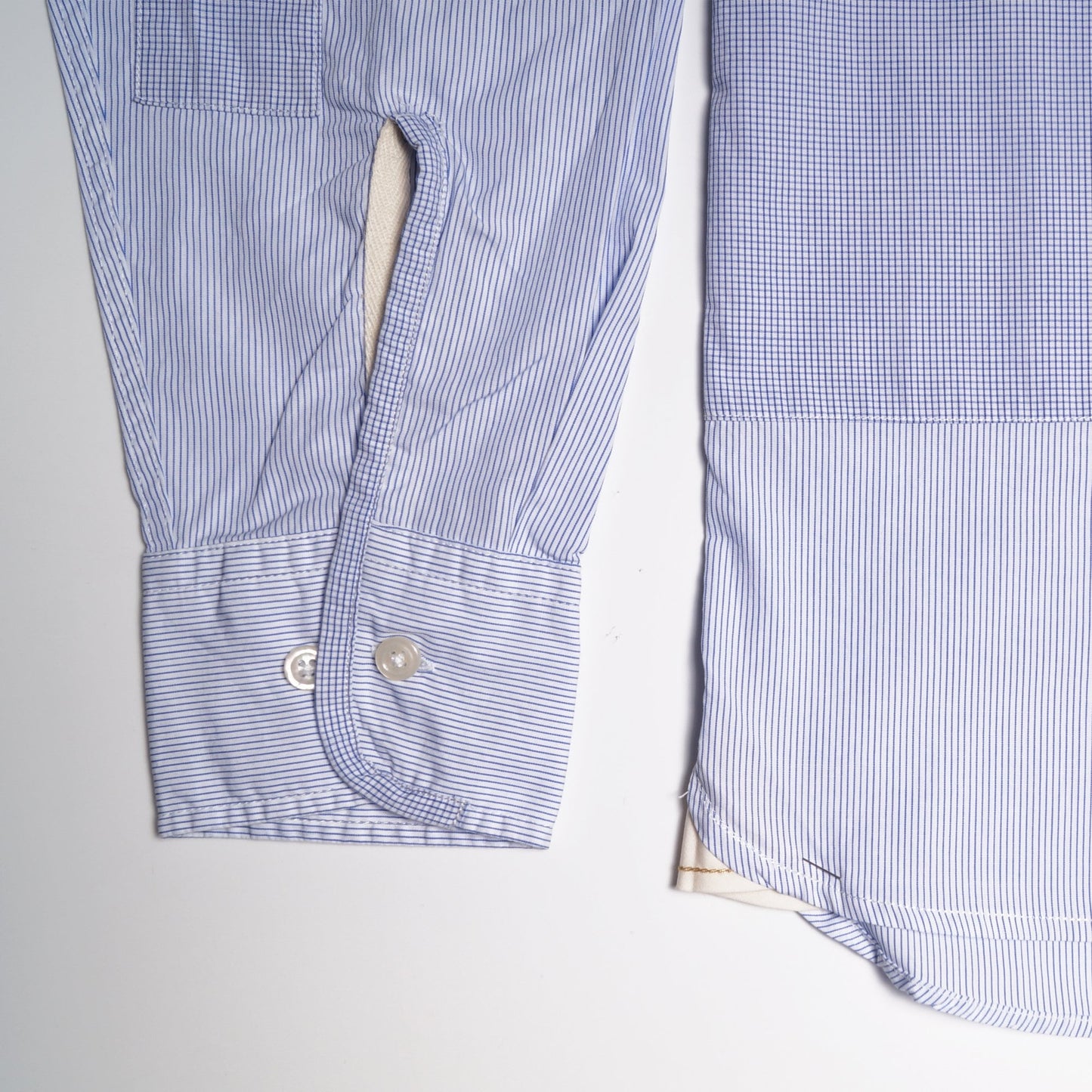 - Check and Stripe Patch Shirt - Navy/White