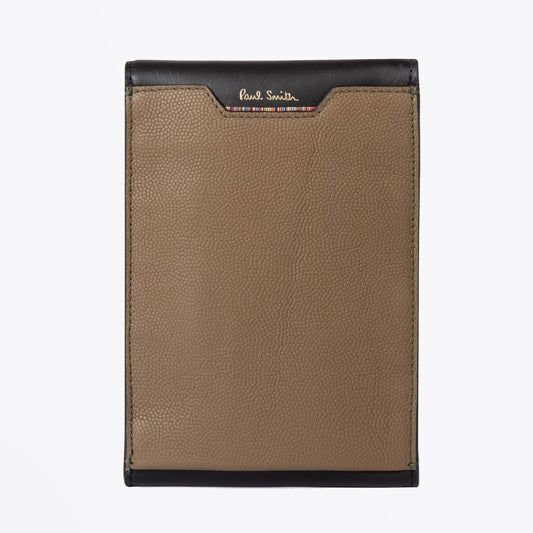 Leather Neck Pouch With 'Signature Stripe' Trim - Taupe