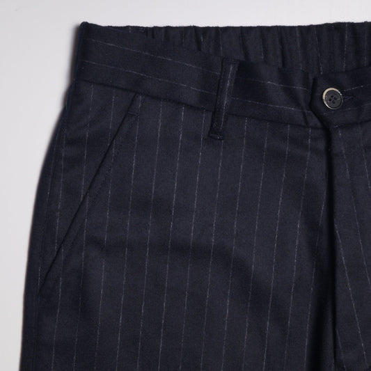 Wool-Blend Pinstripe Trousers - Navy