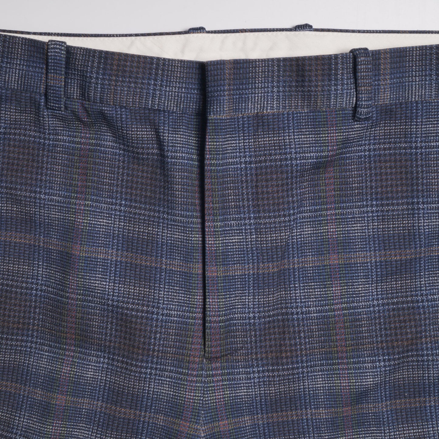 - Stretch Checked Trousers - Blue