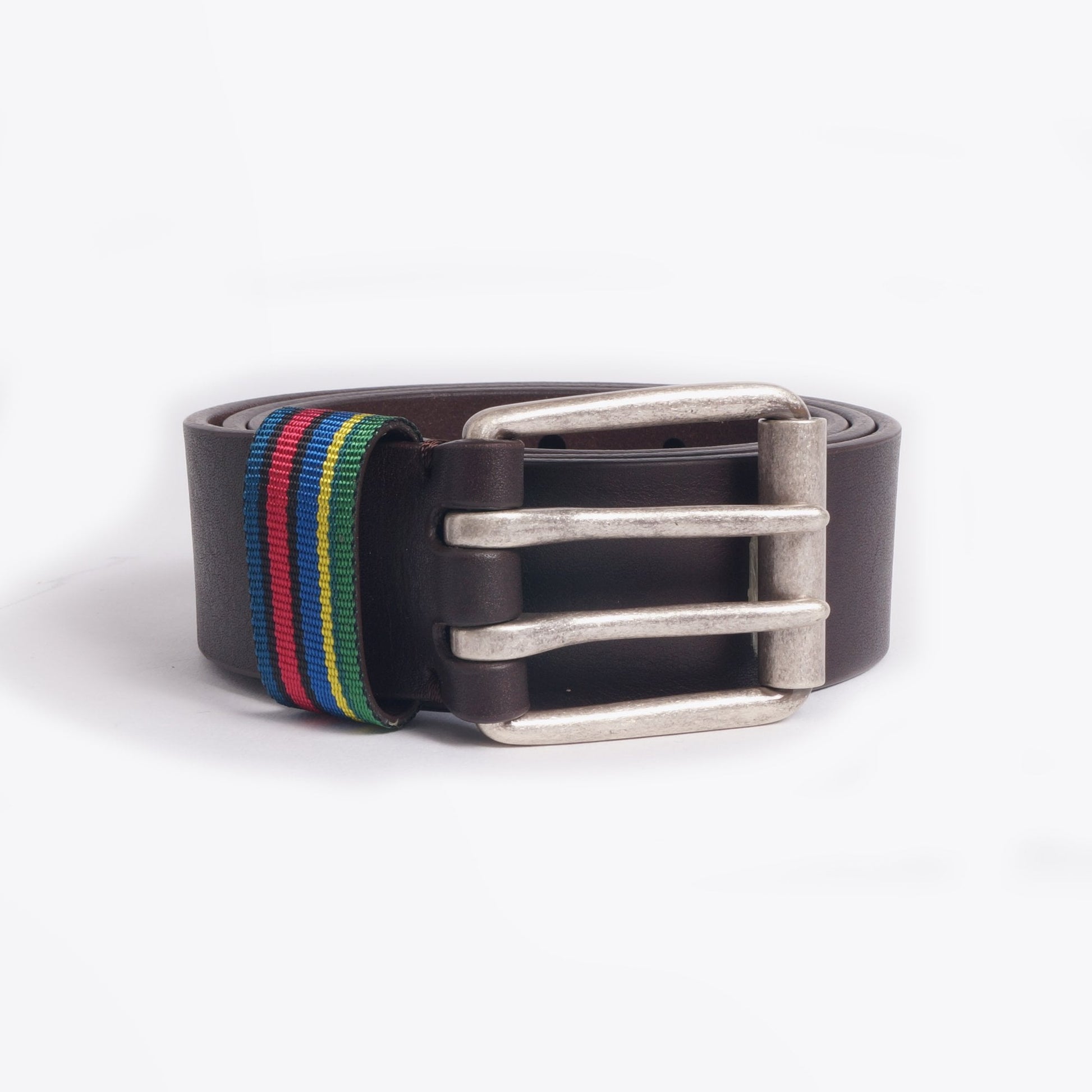 Paul Leather 'Stripe' Belt - Brown