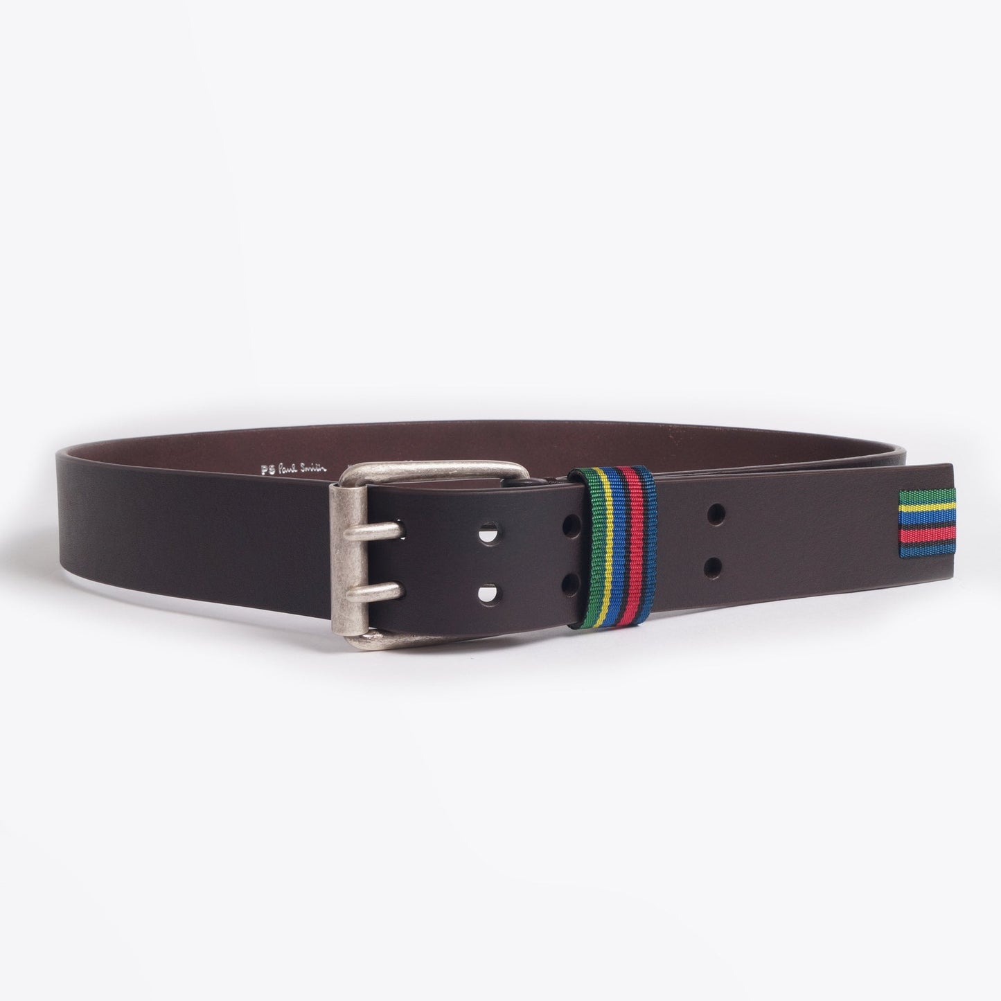 Leather 'Stripe' Belt - Brown