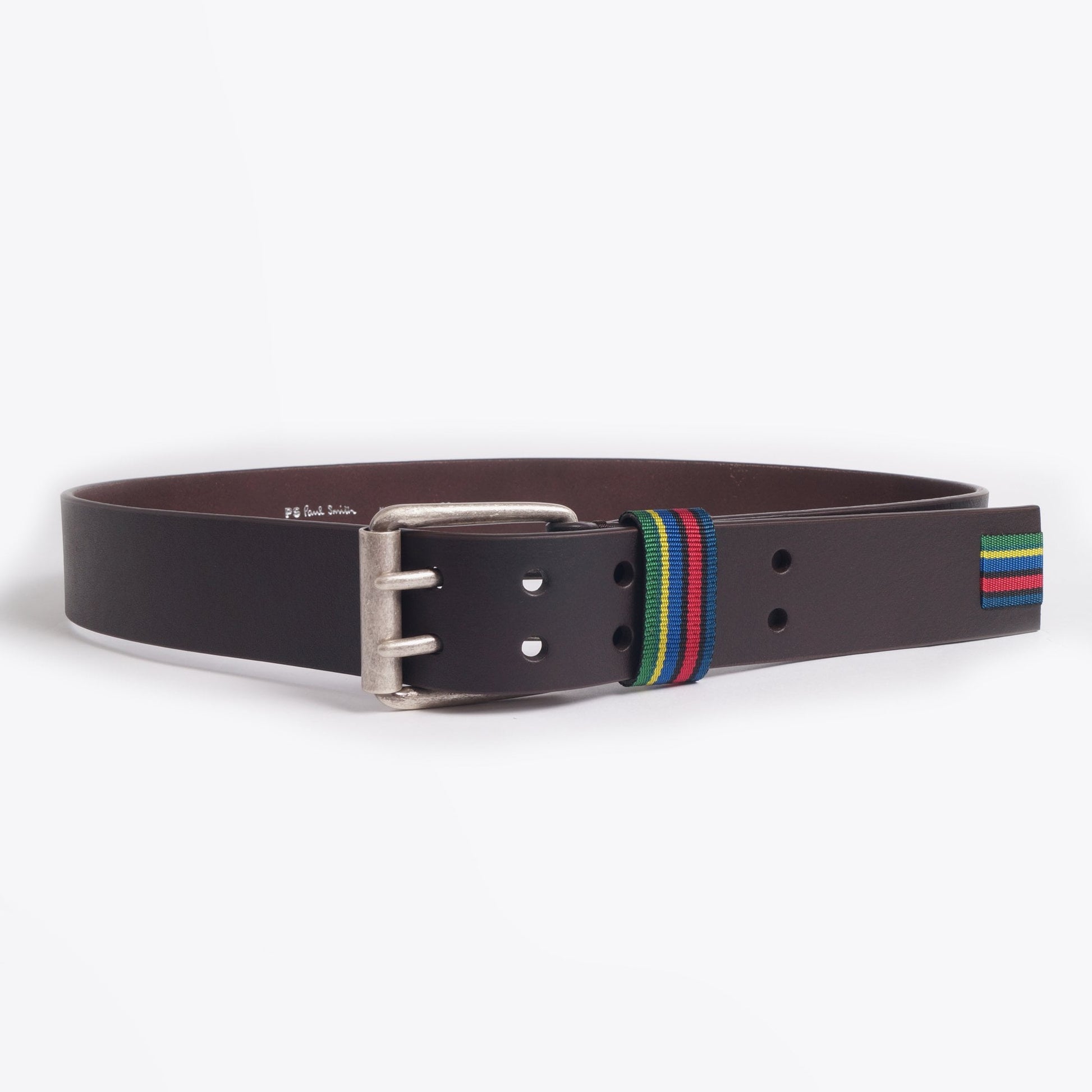 Paul Leather 'Stripe' Belt - Brown