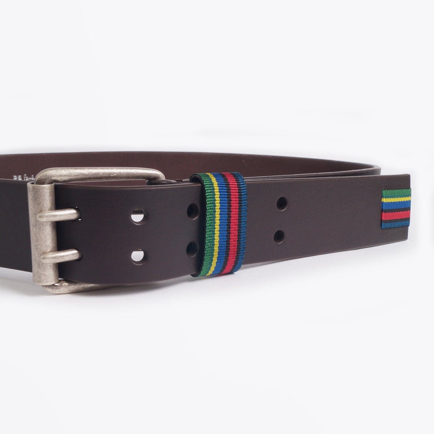 Leather 'Stripe' Belt - Brown