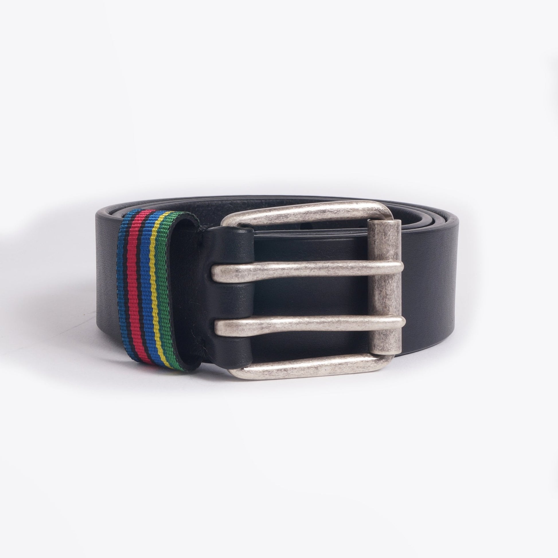 Paul Leather 'Stripe' Belt - Black