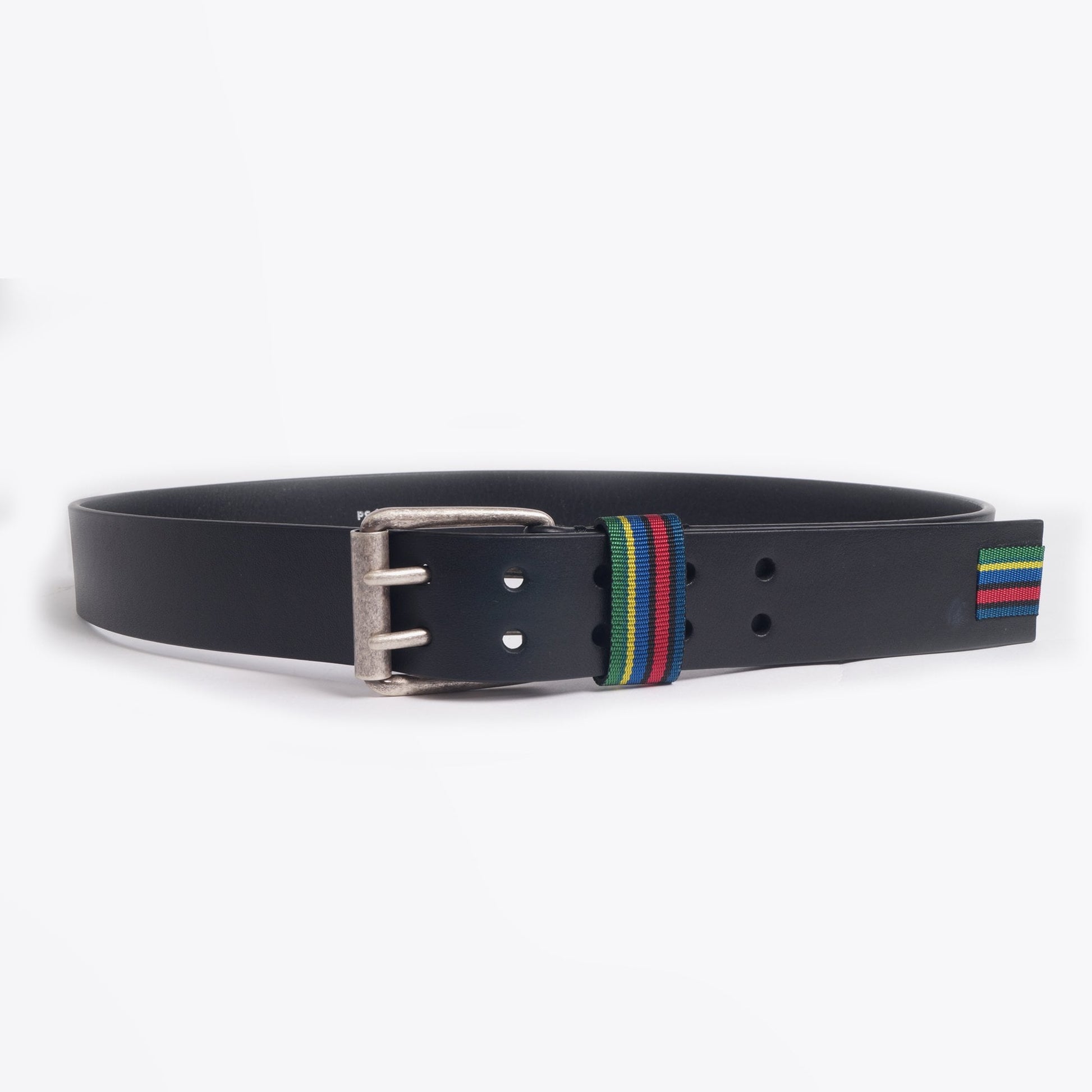 Paul Leather 'Stripe' Belt - Black