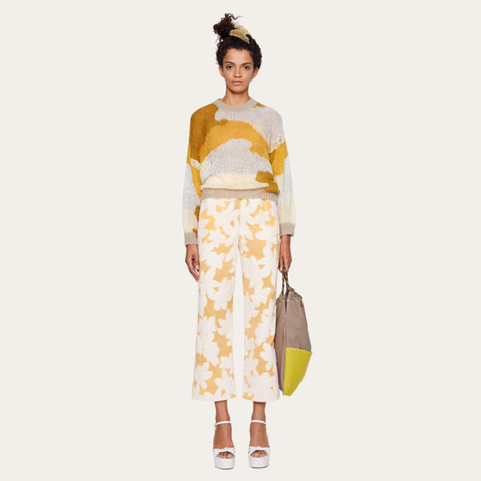 - Sana - Camouflage Knit Sweater - Yellow