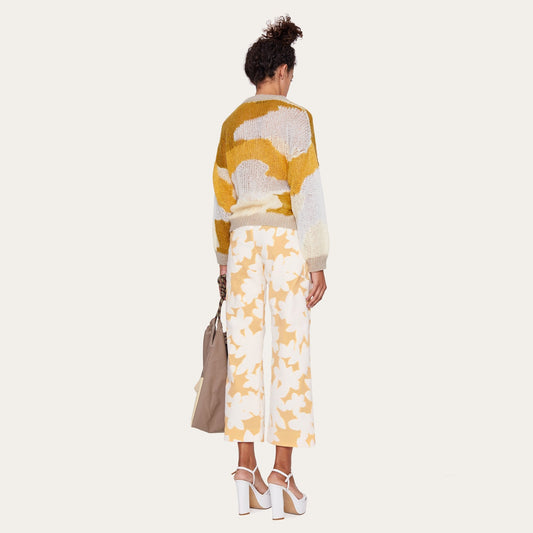 - Sana - Camouflage Knit Sweater - Yellow