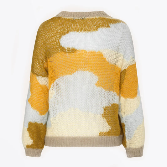 - Sana - Camouflage Knit Sweater - Yellow