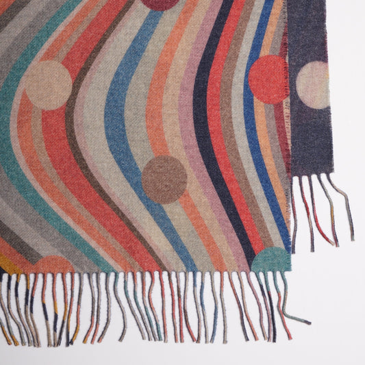 - Double-Sided Wool Polka Dot 'Swirl' Scarf - Multi