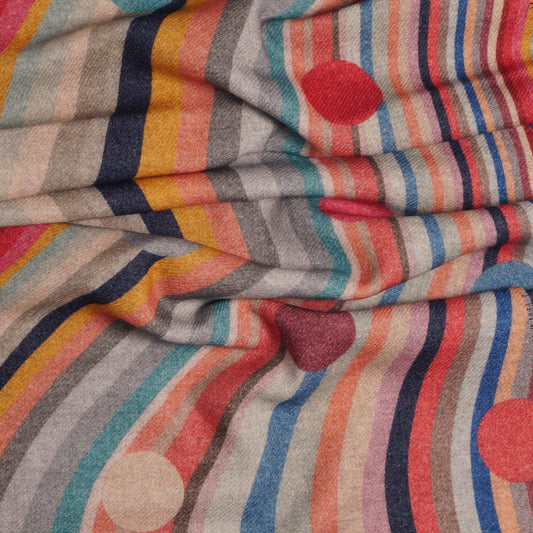 - Double-Sided Wool Polka Dot 'Swirl' Scarf - Multi