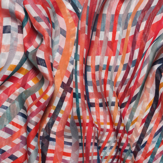 - 'Swirl' Silk Scarf - Red/Multi