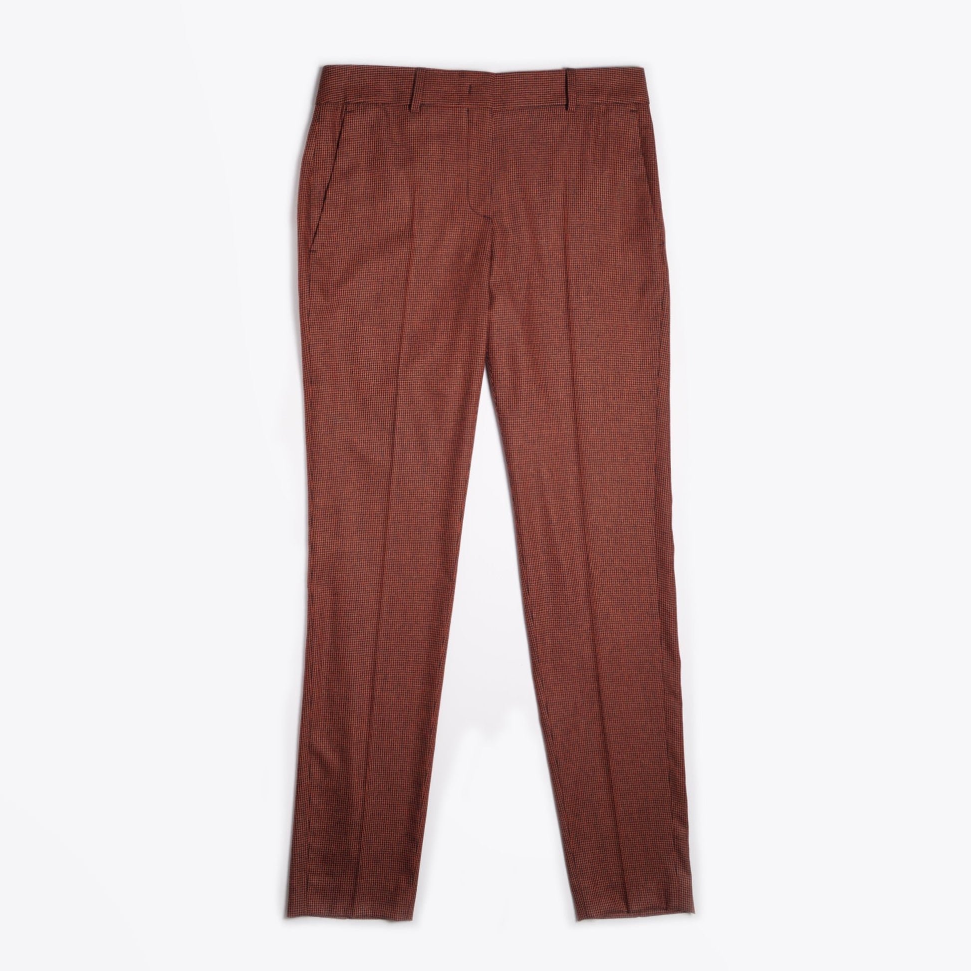 Paul Houndstooth Wool Trousers - Rust