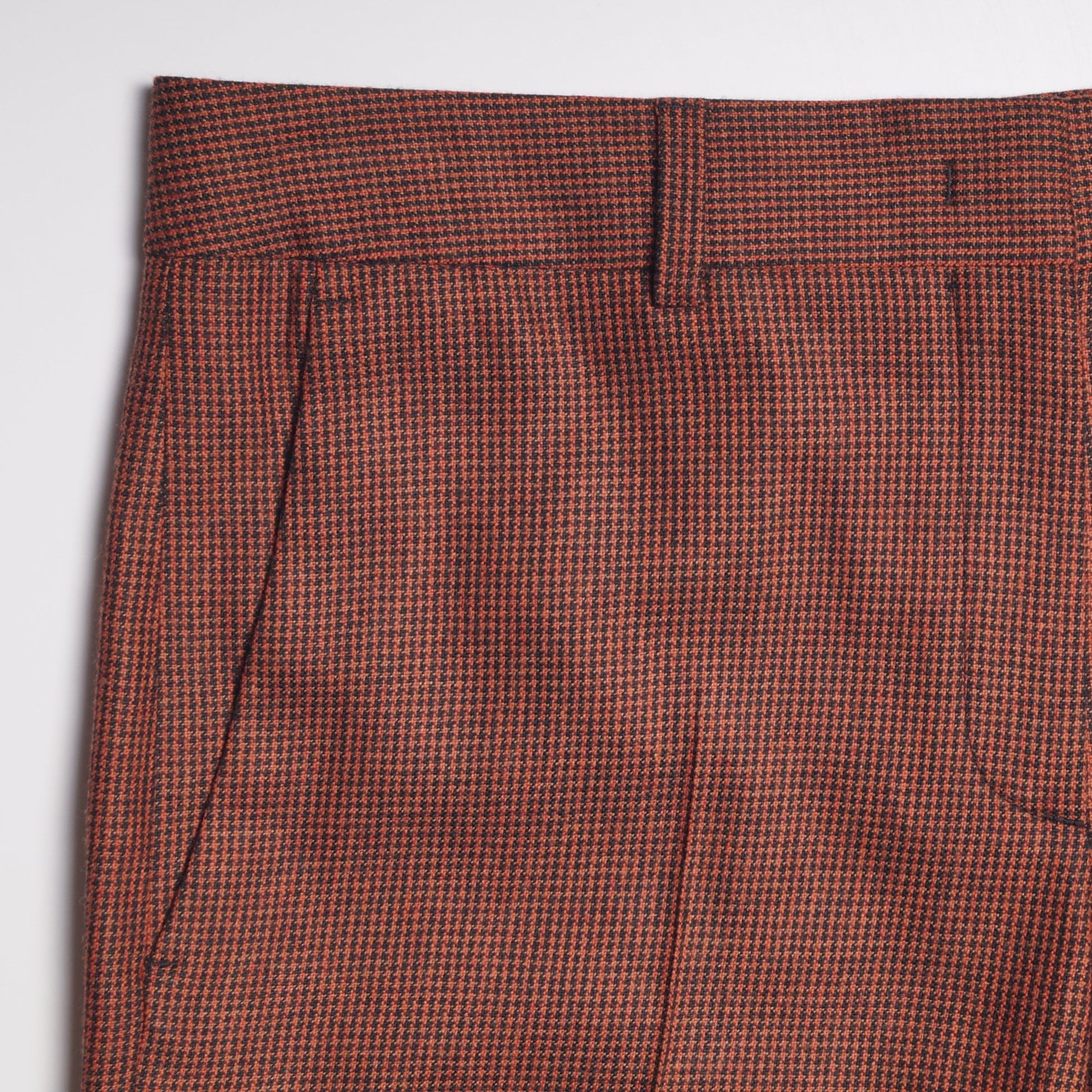 Paul Houndstooth Wool Trousers - Rust