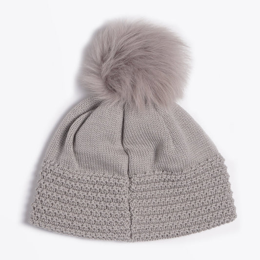 Ivy - Wool Knit Hat - Silver Grey