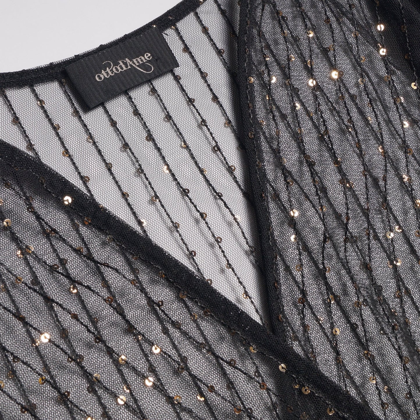 - Sequin Spot Sheer Top - Black