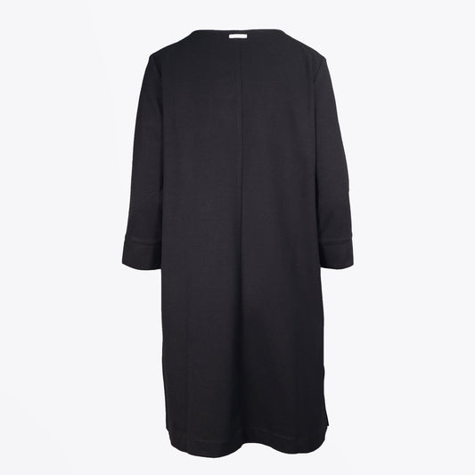 - 3/4 Length Sleeve Shift Dress - Black