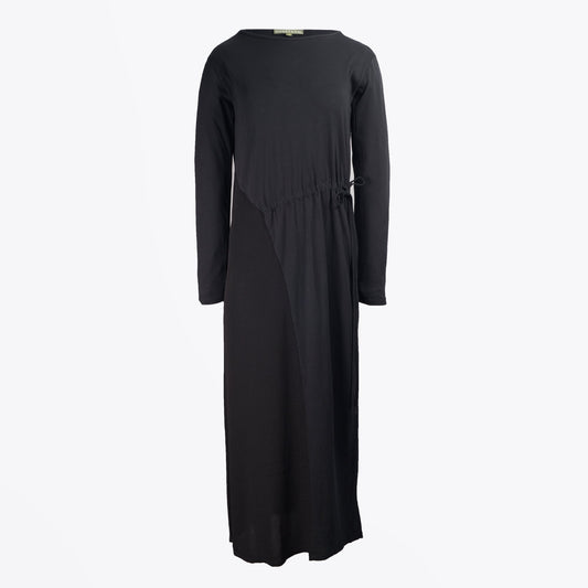Long Sleeve Textured Dress - Black
