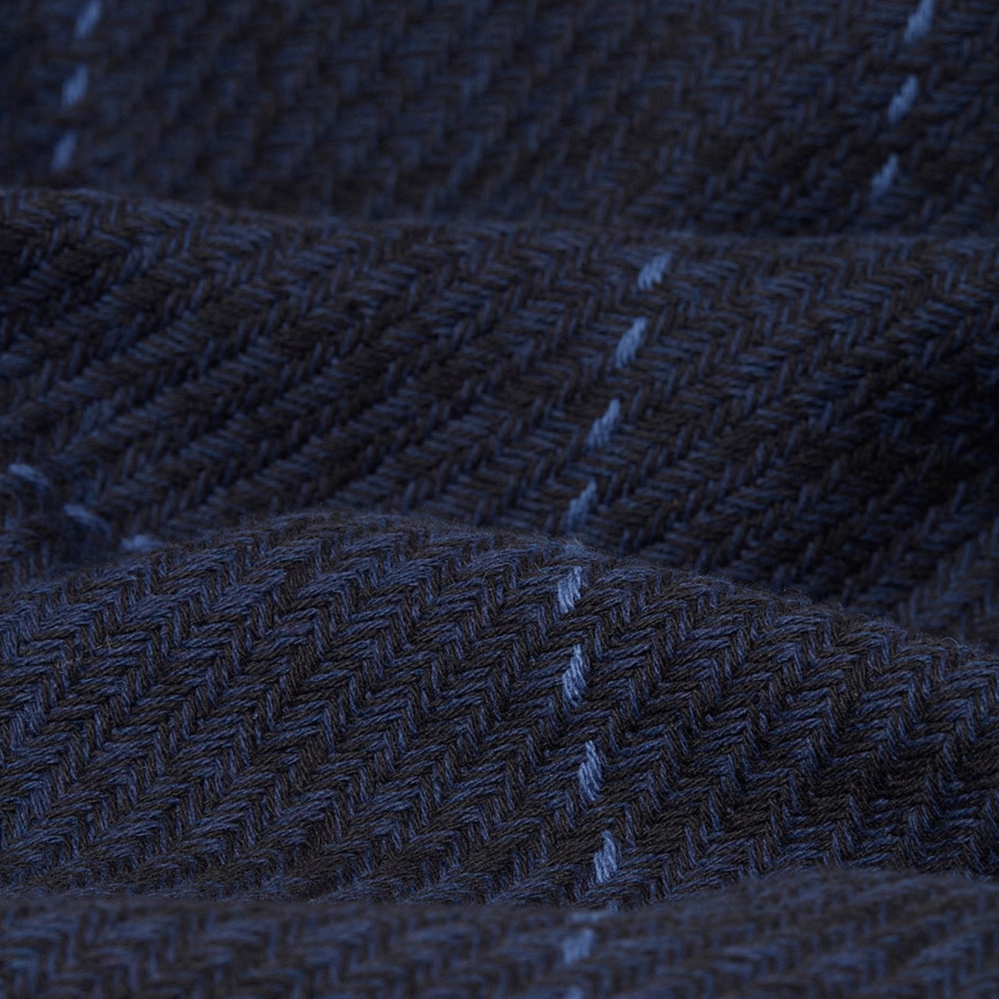 - Windowpane Twill Overshirt - Navy Blue