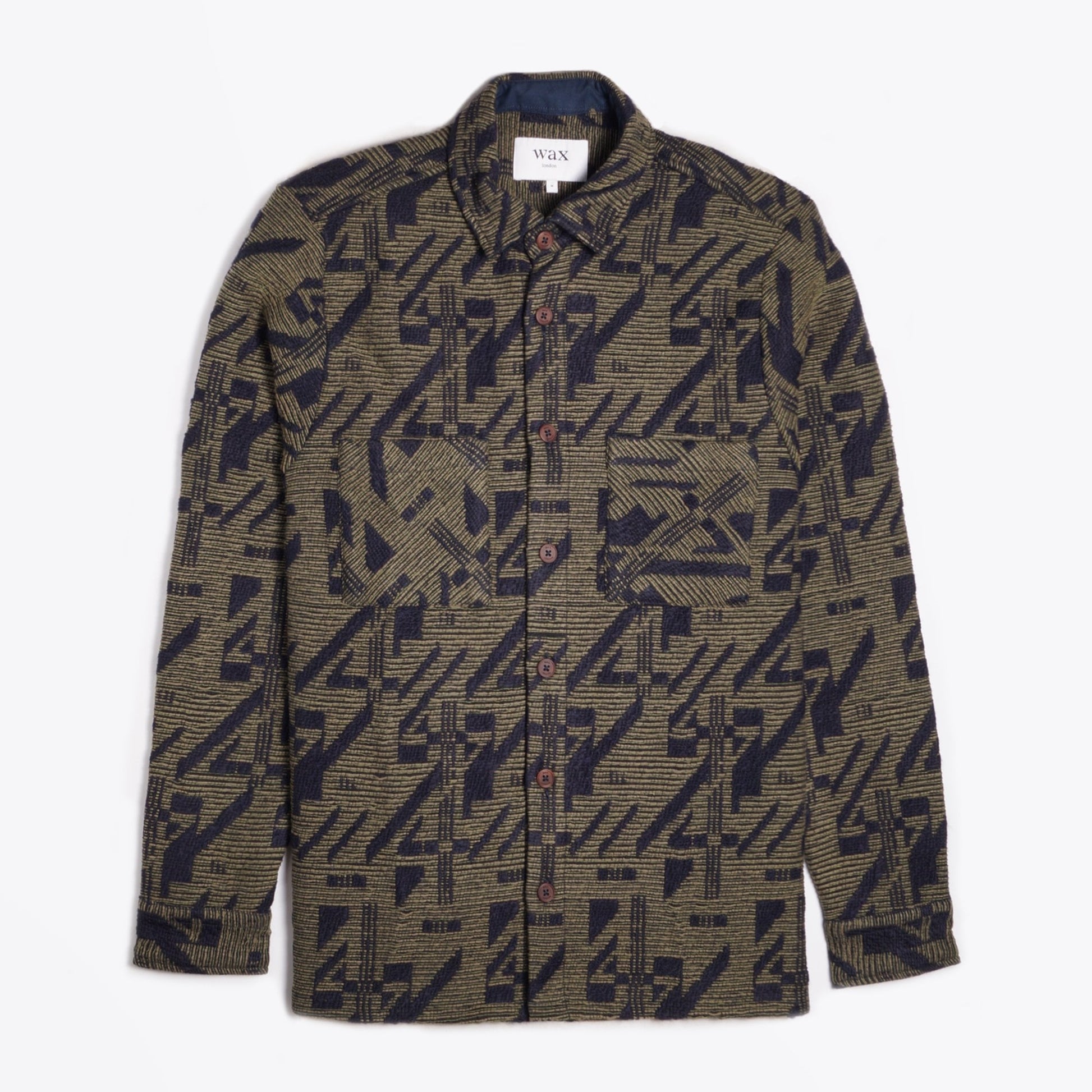 Wax Geometric Pattern Overshirt - Green