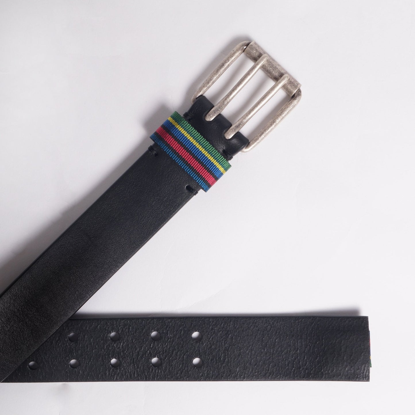 Leather 'Stripe' Belt - Black
