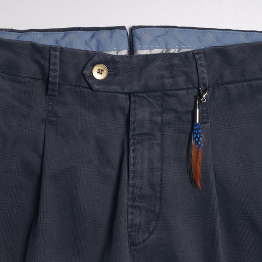 Leo - Super Slim Checked Chinos - Navy