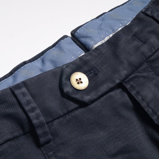 Leo - Super Slim Checked Chinos - Navy