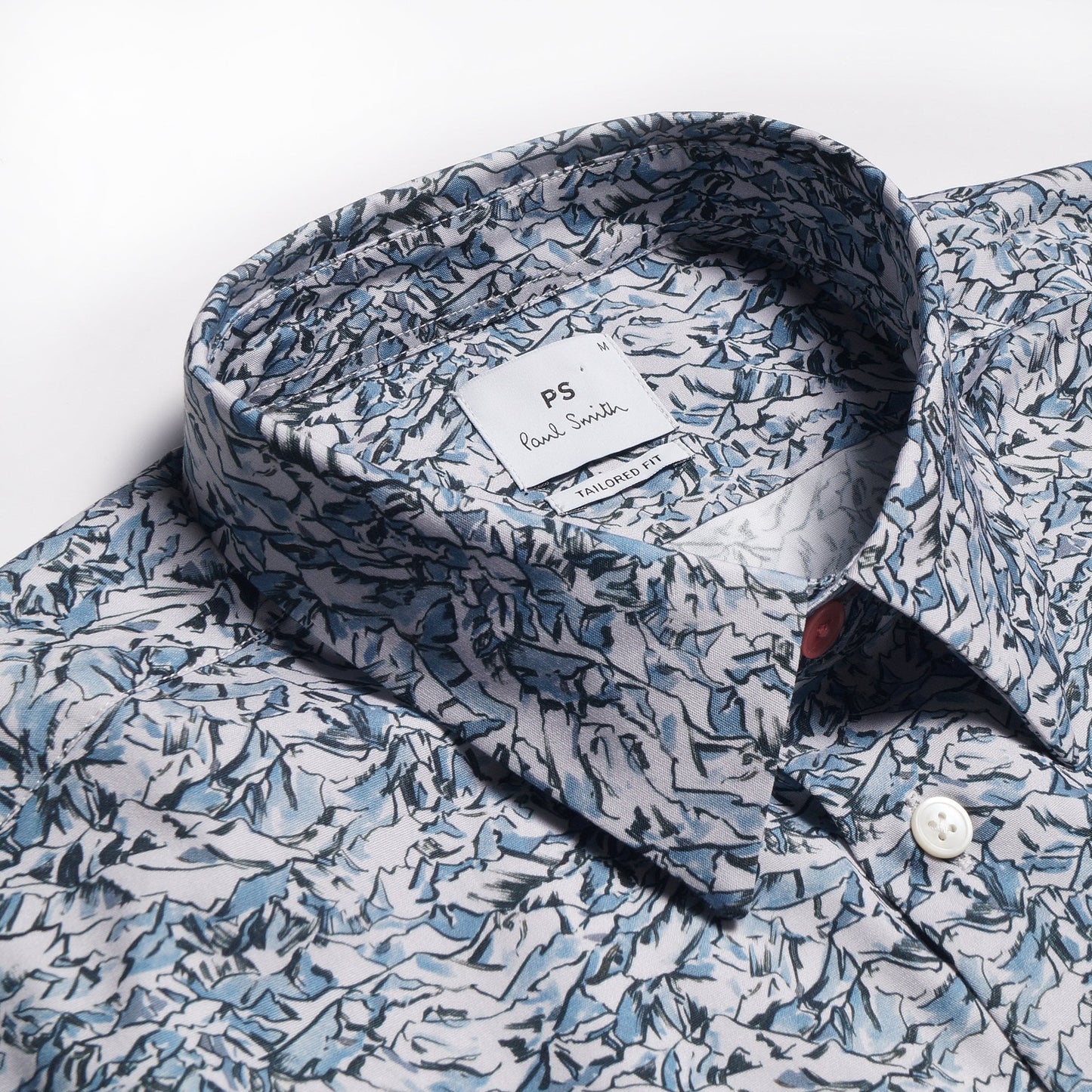 Mountain Peaks Print Shirt - Light Blue