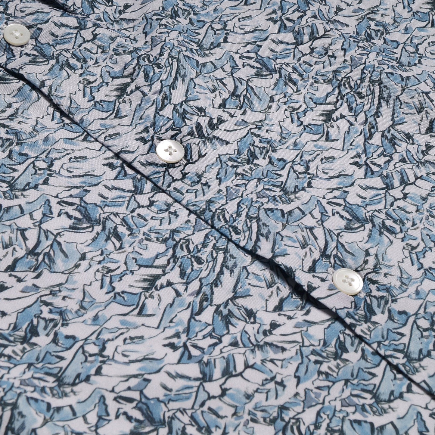Mountain Peaks Print Shirt - Light Blue