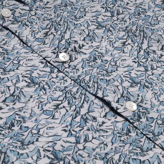 Mountain Peaks Print Shirt - Light Blue
