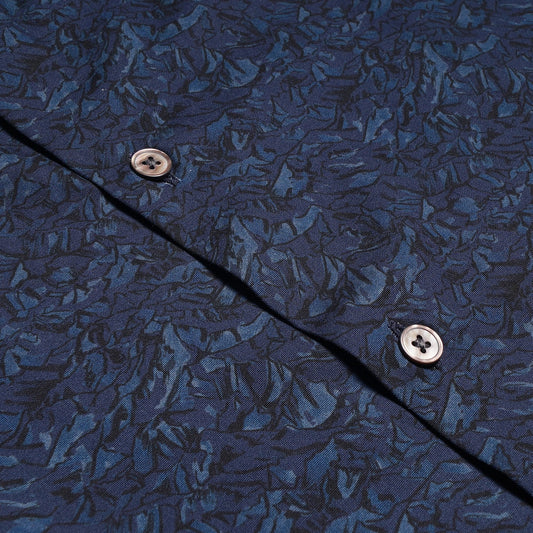 Mountain Peaks Print Shirt - Navy Blue