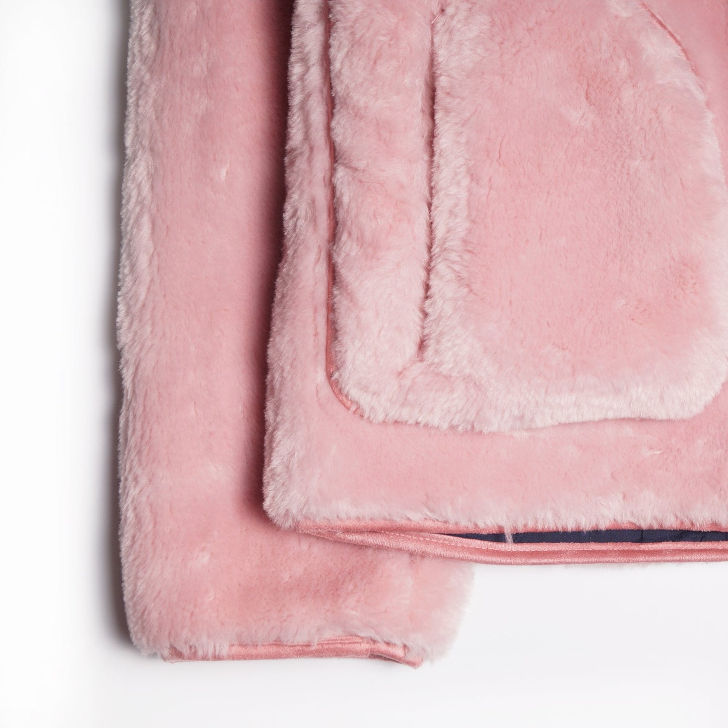 - Faux Fur Cropped Shawl Collar Jacket - Pink