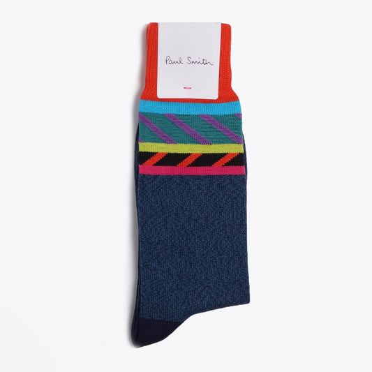 - Rope Pattern Socks - Navy/Multi