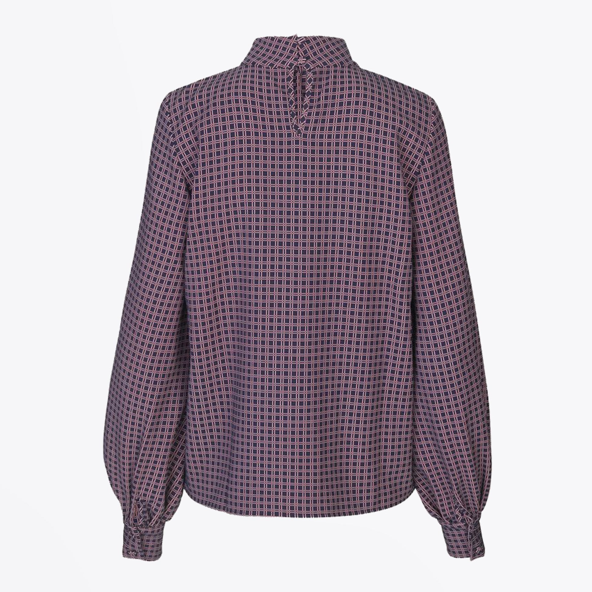 Stine Eddy Grid Print Top - Navy/Pink