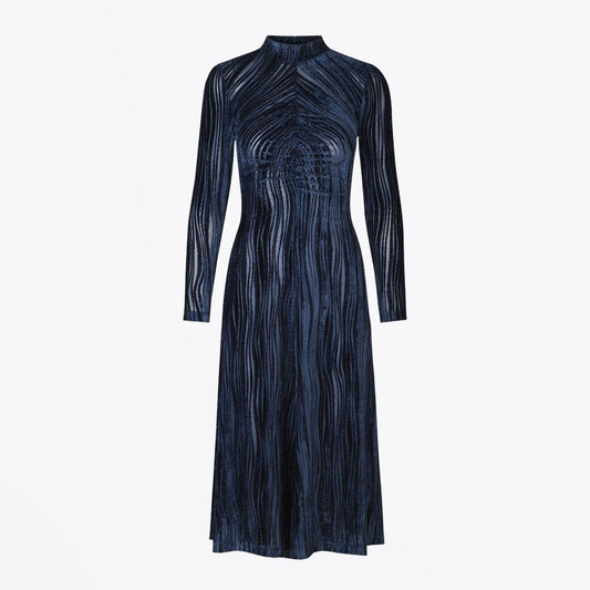 - Asher - Velvet Devore Dress - Navy Blue