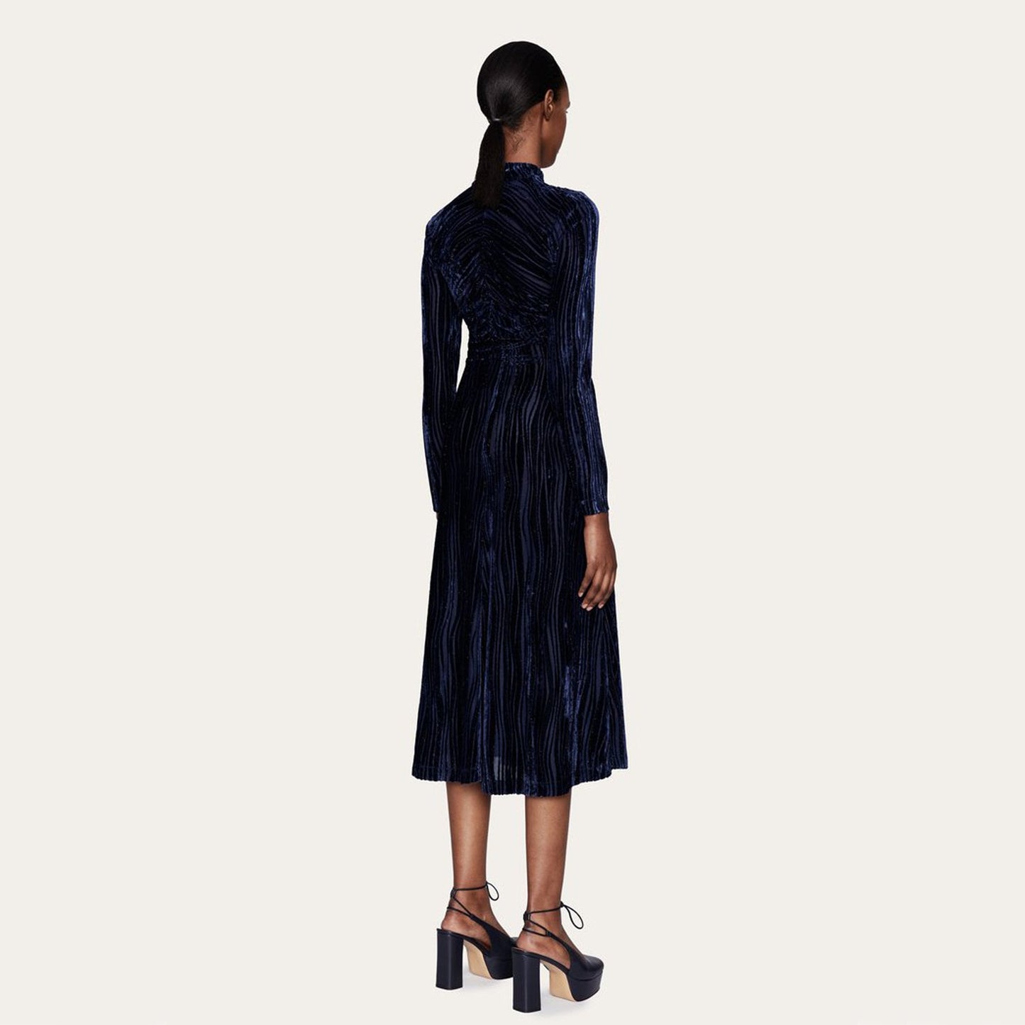 - Asher - Velvet Devore Dress - Navy Blue