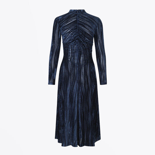 - Asher - Velvet Devore Dress - Navy Blue