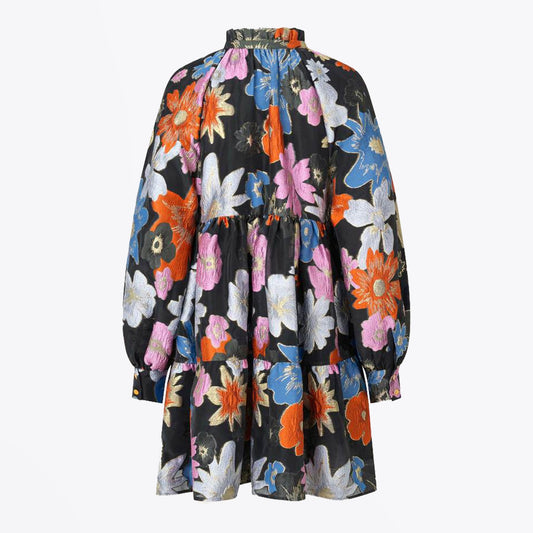 Jasmine - Embroidered Floral Dress - Black/Multi