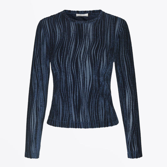Maya - Velvet Wave Top - Navy Blue