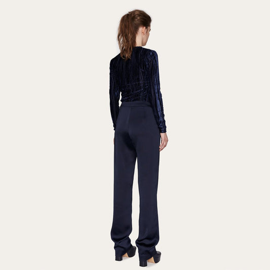 Maya - Velvet Wave Top - Navy Blue