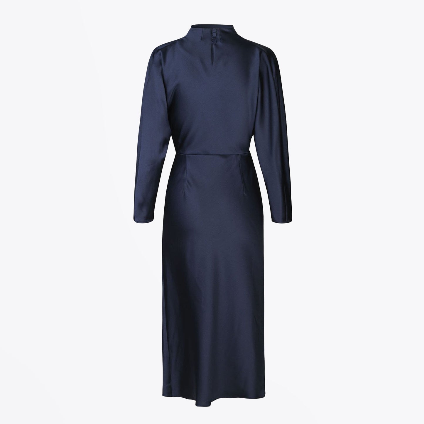 - Damai - High-Neck Draped Dress - Navy