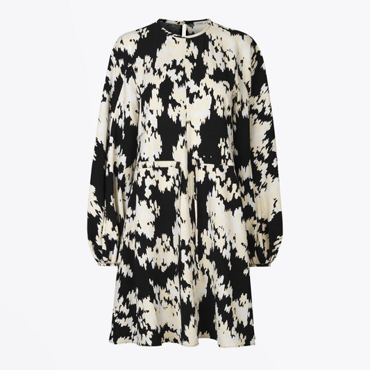 Mark - Abstract Print Dress - Black/White