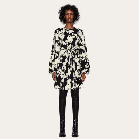 Mark - Abstract Print Dress - Black/White
